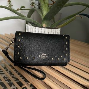 Coach black & gold wallet/wristlet